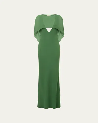 Et Ochs Reese Draped Cutout Mermaid Gown In Green