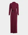 Et Ochs Remington Draped Matte Jersey Column Gown In Burgundy