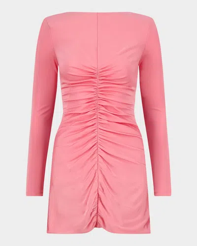 Et Ochs Riley Ruched Jersey Mini Dress In Pink