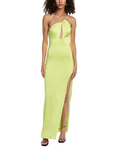 Et Ochs Drawstring Cutout One-shoulder Slit Gown In Green