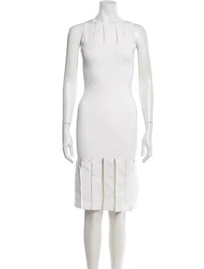 Pre-owned Et Ochs Scoop Neck Knee-length Dress In White