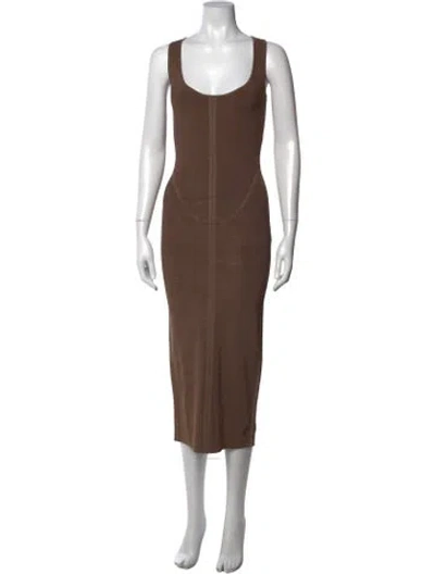 Pre-owned Et Ochs Scoop Neck Midi Length Dress In Brown