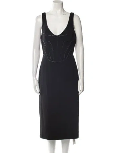 Pre-owned Et Ochs Scoop Neck Midi Length Dress W/ Tags In Black