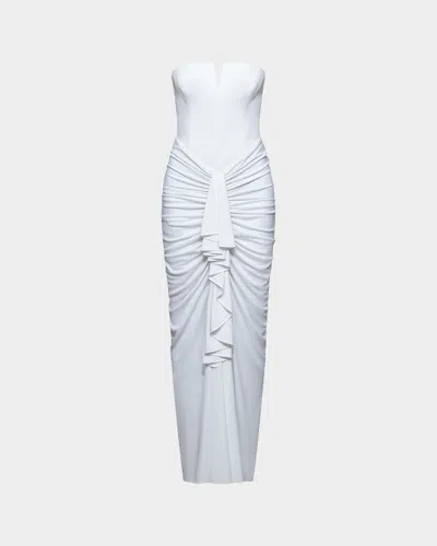 Et Ochs Selena Ruched Strapless Gown In White