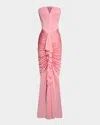Et Ochs Selena Strapless Draped Glossy Jersey Gown In Pink