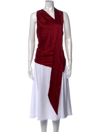 Pre-owned Et Ochs Silk Asymmetrical Top In Red