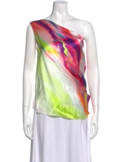 Pre-owned Et Ochs Silk Printed Top In Pink