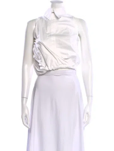 Pre-owned Et Ochs Silk Sleeveless Button-up Top In Neutral