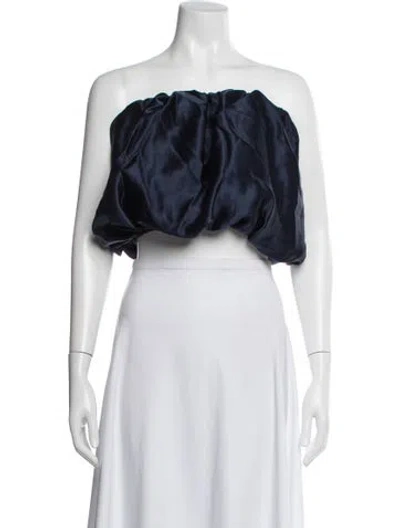 Pre-owned Et Ochs Silk Strapless Crop Top In Black