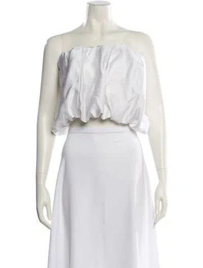 Pre-owned Et Ochs Silk Strapless Crop Top In Neutral