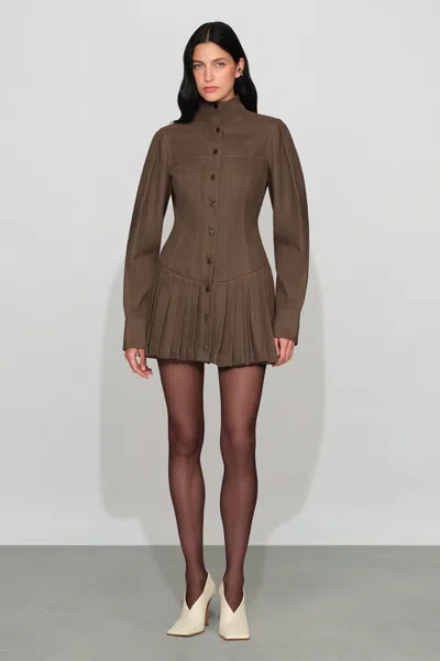 Et Ochs Solene Denim Mini Dress In Brown