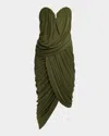 Et Ochs Spencer Strapless Sweetheart Ruched Midi Dress In Green
