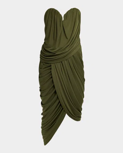 ET OCHS SPENCER STRAPLESS SWEETHEART RUCHED MIDI DRESS