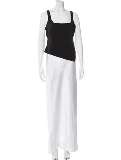 Pre-owned Et Ochs Square Neckline Midi Length Dress In Black