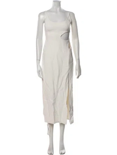 Pre-owned Et Ochs Square Neckline Midi Length Dress In Neutrals