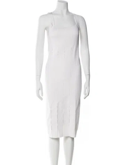 Pre-owned Et Ochs Square Neckline Midi Length Dress In White