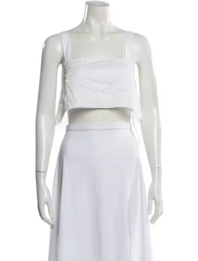 Pre-owned Et Ochs Square Neckline Sleeveless Crop Top In White