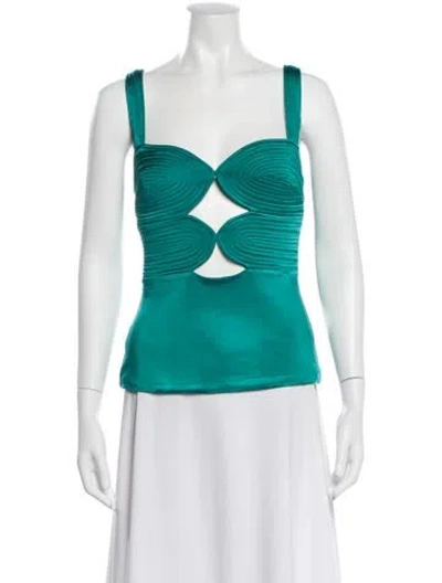 Pre-owned Et Ochs Square Neckline Sleeveless Top In Green