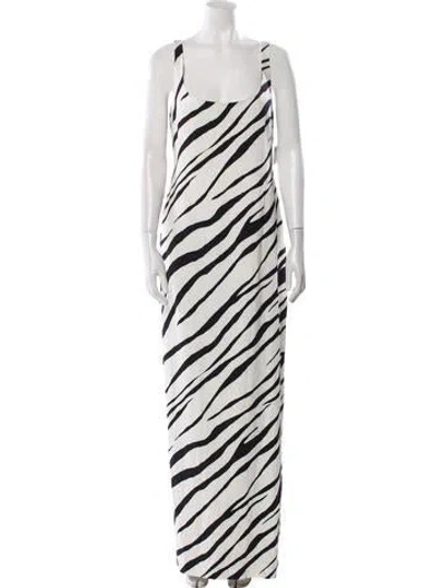 Pre-owned Et Ochs Striped Long Dress In White