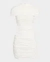 Et Ochs Terra Cutout Ruched Mock-neck Mini Dress In Ivory