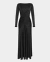 Et Ochs Thea Ruched Glossy Jersey Gown In Black