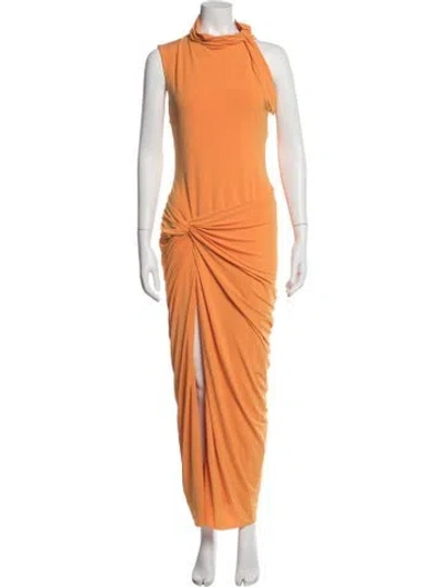 Pre-owned Et Ochs Tie Neck Long Dress In Orange