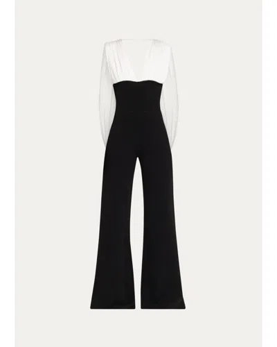 Et Ochs Tilden Plunging Draped Jumpsuit In Black