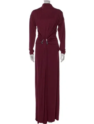 Pre-owned Et Ochs Turtleneck Long Dress In Burgundy