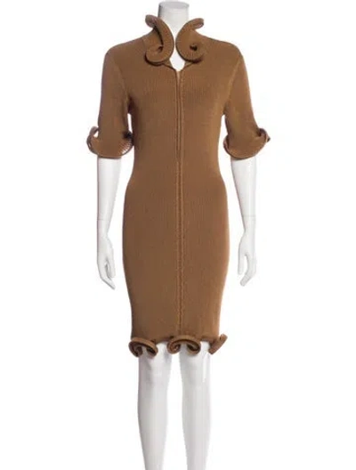 Pre-owned Et Ochs Turtleneck Mini Dress In Brown
