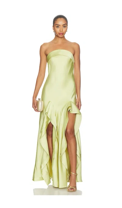 Et Ochs Vernon Strapless Draped Side-slit Gown In Green