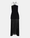 Et Ochs Veta Mixed Media Halter Maxi Dress In Black