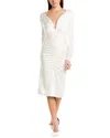 Et Ochs Vivian V-neck Ruched Midi Dress In White