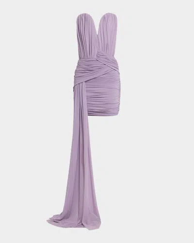 Et Ochs Vivienne Strapless Draped Mini Dress In Purple