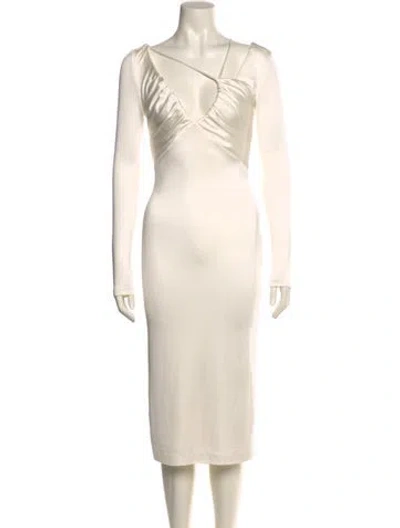 Pre-owned Et Ochs V-neck Knee-length Dress In Neutral