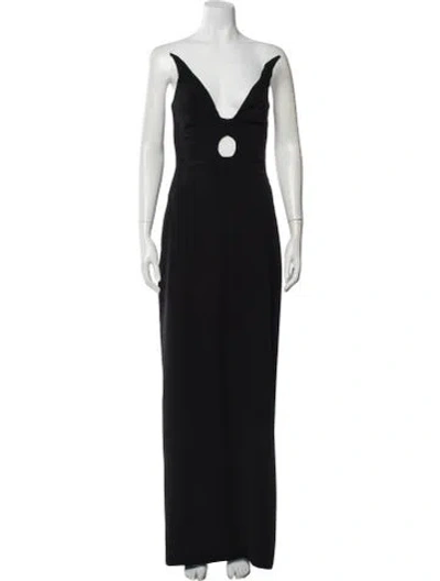 Pre-owned Et Ochs V-neck Long Dress In Black