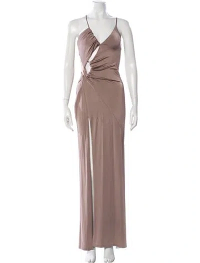 Pre-owned Et Ochs V-neck Long Dress In Gray