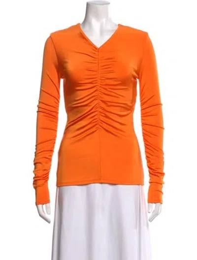 Pre-owned Et Ochs V-neck Long Sleeve Top In Orange