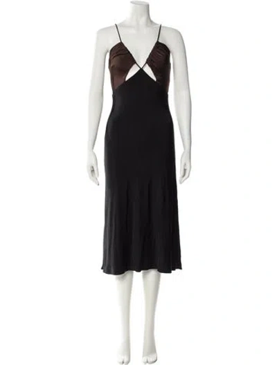 Pre-owned Et Ochs V-neck Midi Length Dress In Black