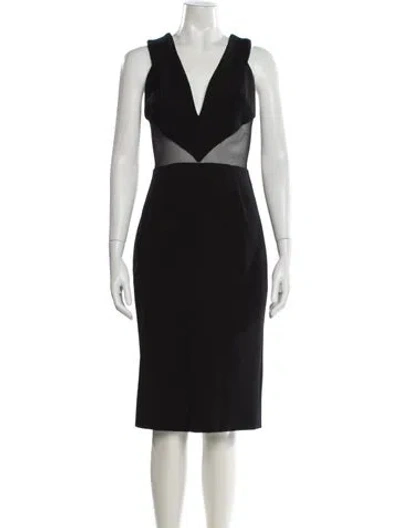Pre-owned Et Ochs V-neck Midi Length Dress In Black