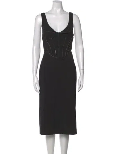 Pre-owned Et Ochs V-neck Midi Length Dress In Black