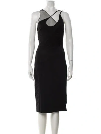 Pre-owned Et Ochs V-neck Midi Length Dress In Black