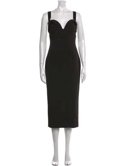 Pre-owned Et Ochs V-neck Midi Length Dress In Black