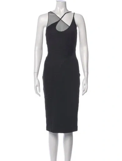 Pre-owned Et Ochs V-neck Midi Length Dress In Gray