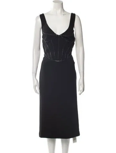 Pre-owned Et Ochs V-neck Midi Length Dress W/ Tags In Black