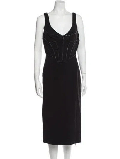 Pre-owned Et Ochs V-neck Midi Length Dress W/ Tags In Black