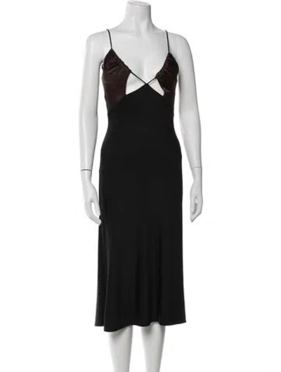 Pre-owned Et Ochs V-neck Midi Length Dress W/ Tags In Black