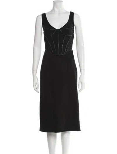 Pre-owned Et Ochs V-neck Midi Length Dress W/ Tags In Gray