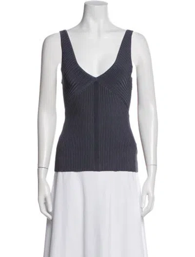 Pre-owned Et Ochs V-neck Sleeveless Top In Grey