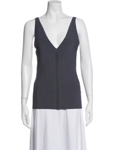 Pre-owned Et Ochs V-neck Sleeveless Top In Grey