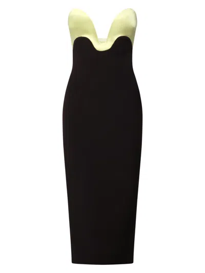 Et Ochs Bridgette Curved Strapless Midi Dress In Black